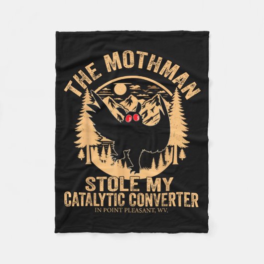 Grappige Mothman Stal Catalytische Converter Mothm Fleece Deken (Voorkant)