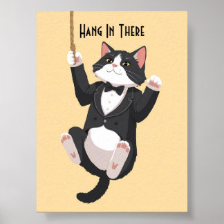 Grappige motivatie hang daar in cat poster