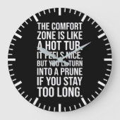 Grappige Motivatie offerte, Comfort Zone vs Hot Tu Grote Klok (Voorkant)