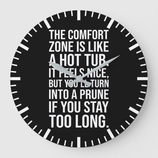 Grappige Motivatie offerte, Comfort Zone vs Hot Tu Grote Klok (Voorkant)