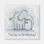 Grappige motivatie olifant Vandaag is Smileday Magneet (Voorkant)