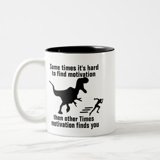 Grappige Motivatie Quotes, Gezegden Dinosaur Graph Tweekleurige Koffiemok (Links)