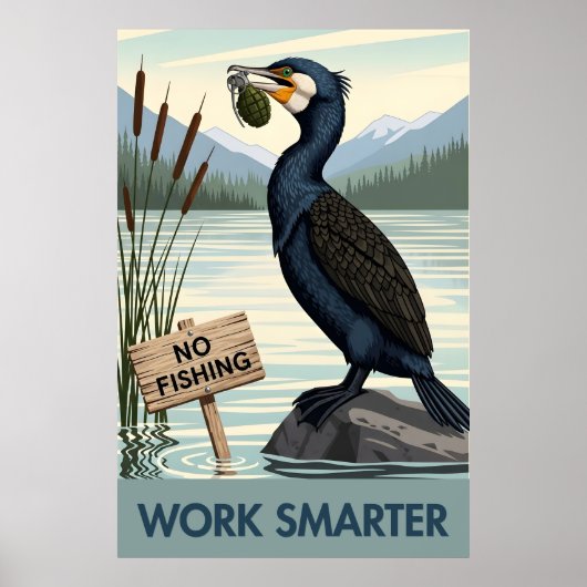 Grappige motiverende 'Werk slimmer' citaat poster (Voorkant)