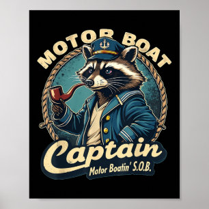 Grappige Motorboot Kapitein Scheeps Raton Meme Cos Poster