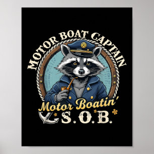 Grappige Motorboot Kapitein Scheeps Raton Meme Gra Poster
