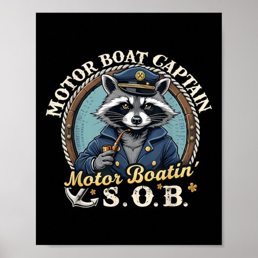 Grappige Motorboot Kapitein Scheeps Raton Meme Gra Poster (Voorkant)