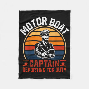 Grappige Motorbootkapitein Meldt Zich Voor Dienst  Fleece Deken