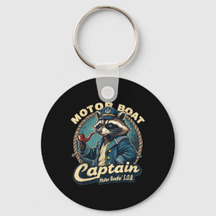 Grappige motorbootkapitein Nautisch wasbeer Meme C Sleutelhanger