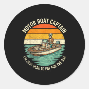 Grappige motorbootkapitein skelet meer leven grafi ronde sticker