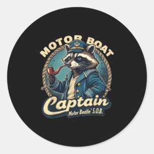 Grappige Motorbootkapitein Zee Raccoon Meme Cos Ronde Sticker