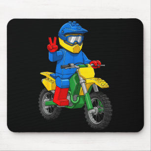 Grappige Motorfiets Bouwer Jongens Blok Bouw Speel Muismat