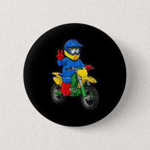 Grappige Motorfiets Bouwer Jongens Blok Bouw Speel Ronde Button 5,7 Cm