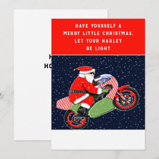 Grappige Motorfiets Kerstmis Feestdagenkaart (Voorkant / Achterkant)