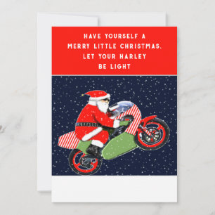 Grappige Motorfiets Kerstmis Feestdagenkaart
