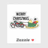 Grappige motorfietsen trekken Santa Sleigh Kerstmi Sticker (Vel)