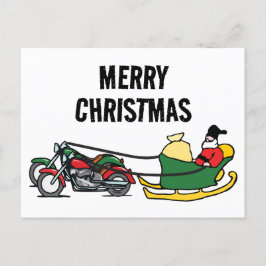 Grappige motorfietsen trekken slee kerst briefkaart