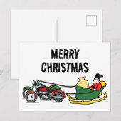Grappige motorfietsen trekken slee kerst briefkaart (Voorkant / Achterkant)