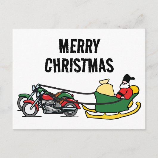 Grappige motorfietsen trekken slee kerst briefkaart (Voorkant)