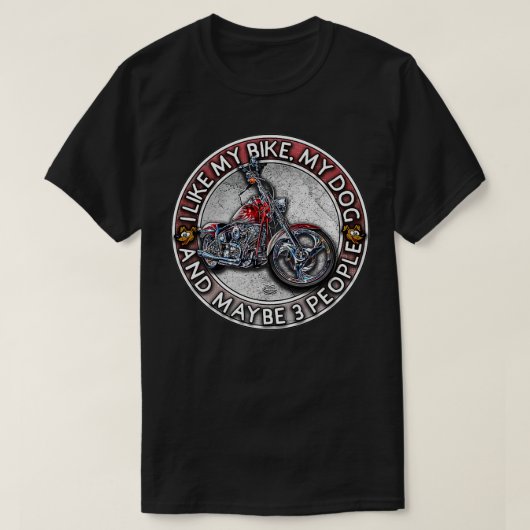 Grappige Motorrijder Ik hou van Mijn Motor, Hond & T-shirt (Design voorkant)
