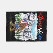 Grappige Mount Rushmore Bigfoot Amerikaanse Vlag O Fleece Deken (Voorkant (Horizontaal))