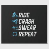 Grappige mountainbike rit crash swear herhalen cadeaupapier (Vlak)