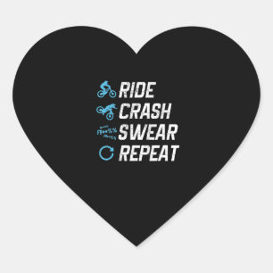 Grappige mountainbike rit crash swear herhalen hart sticker
