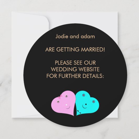 Grappige Mr & Mrs Hearts Uitnodiging (Achterkant)