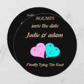 Grappige Mr & Mrs Hearts Uitnodiging (Voorkant / Achterkant)