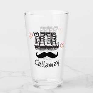 Grappige Mr. Mustache naam Glas