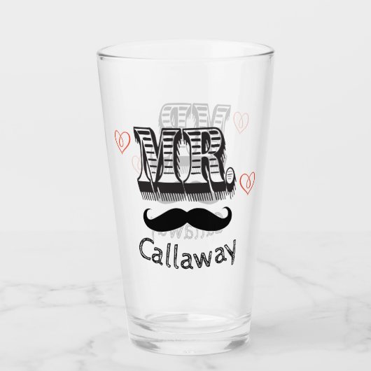 Grappige Mr. Mustache naam Glas (Voorkant)