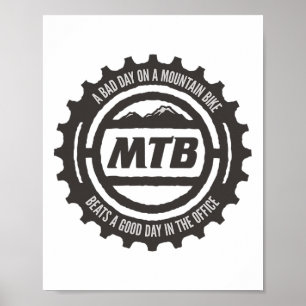Grappige Mtb, D-dag op een mountainbike, downhill- Poster