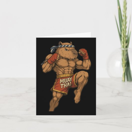 Grappige Muay Thai Capybara Thaise Boksen Martial Kaart (Voorkant)
