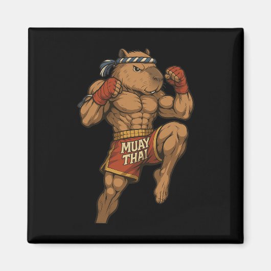 Grappige Muay Thai Capybara Thaise Boksen Martial Magneet (Voorkant)