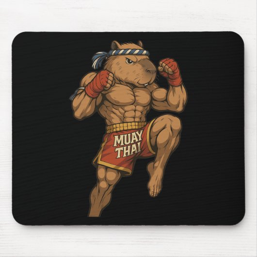 Grappige Muay Thai Capybara Thaise Boksen Martial Muismat (Voorkant)