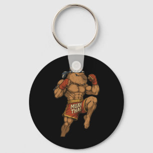 Grappige Muay Thai Capybara Thaise Boksen Martial  Sleutelhanger