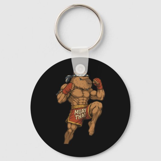 Grappige Muay Thai Capybara Thaise Boksen Martial Sleutelhanger (Voorkant)