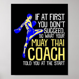 Grappige Muay Thai Coach Boksen Design Poster