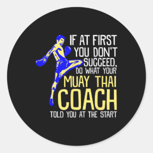 Grappige Muay Thai Coach Boksen Design Ronde Sticker