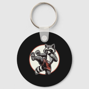 Grappige Muay Thai Raccoon Thaise Boksen Martial A Sleutelhanger