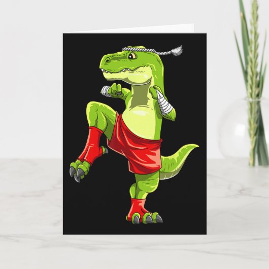 Grappige Muay Thai T-rex - Thais Boksen Kaart (Voorkant)