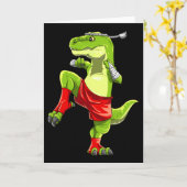 Grappige Muay Thai T-rex - Thais Boksen Kaart (Gele Bloem)