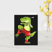 Grappige Muay Thai T-rex - Thais Boksen Kaart (Gele Bloem)