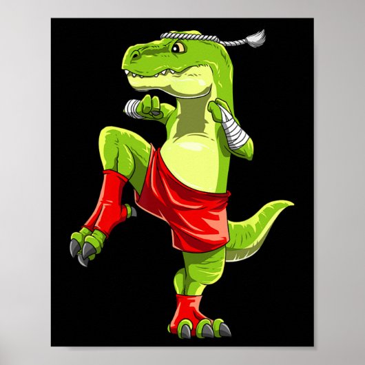 Grappige Muay Thai T-rex - Thais Boksen Poster (Voorkant)