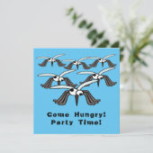 Grappige muggen komen hongerige zomer BBQ feesttij Kaart (Staand voorkant)