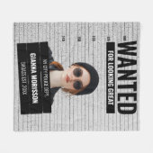 Grappige Mugshot Gezocht Aangepaste Naam & Tekst  Fleece Deken (Voorkant (Horizontaal))