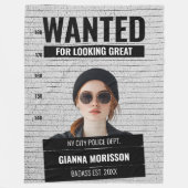 Grappige Mugshot Gezocht Aangepaste Naam & Tekst P Fleece Deken (Voorkant)