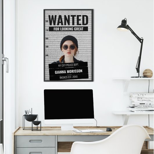 Grappige Mugshot Gezocht Aangepaste Naam & Tekst P Perfect Poster