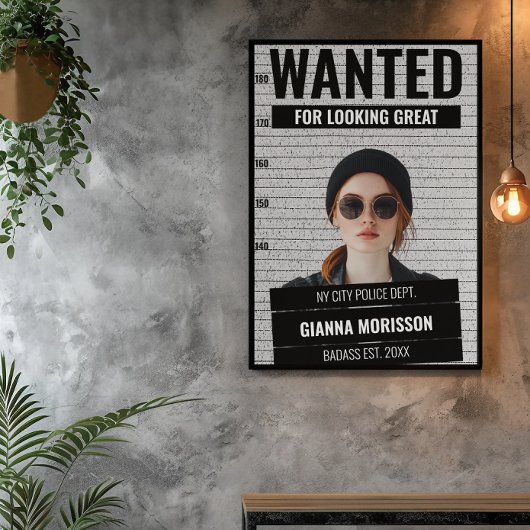 Grappige Mugshot Gezocht Aangepaste Naam & Tekst P Perfect Poster