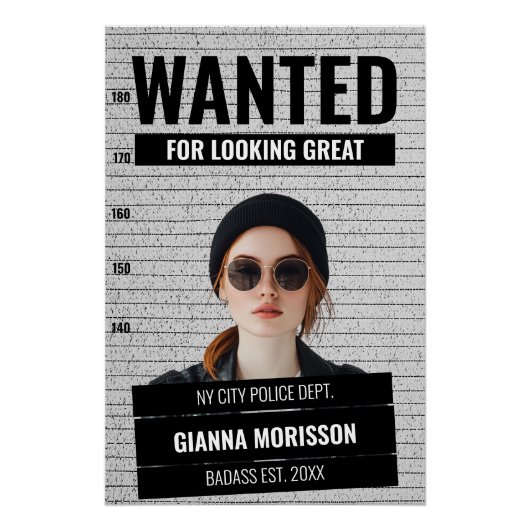 Grappige Mugshot Gezocht Aangepaste Naam & Tekst P Perfect Poster (Voorkant)