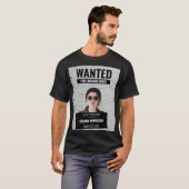 Grappige Mugshot Gezocht Aangepaste Naam & Tekst P T-shirt (Voorkant volledig)